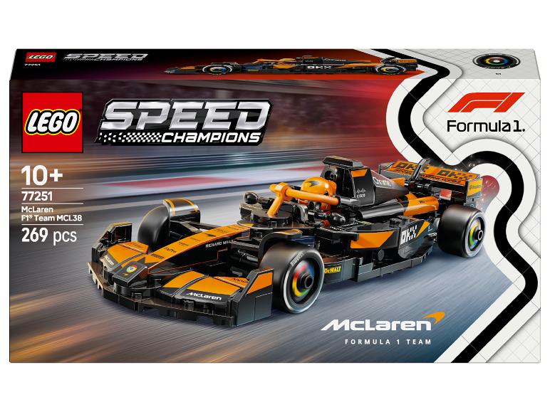 LEGO Speed Champions doos met een McLaren F1 Team MCL38 raceauto.