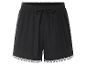 Zwarte shorts met trekkoord en gezoomde rand.
