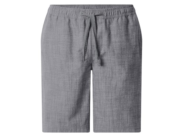 Grijze linnen shorts met elastische tailleband en trekkoord