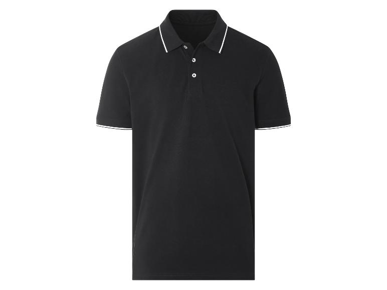 Zwart poloshirt met witte boord.