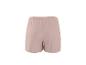 Lichtroze dames shorts met ruches zoom, achteraanzicht.