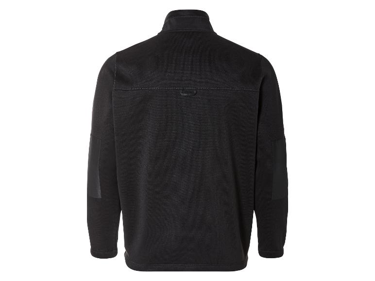 Zwart fleecejack met lange mouwen.