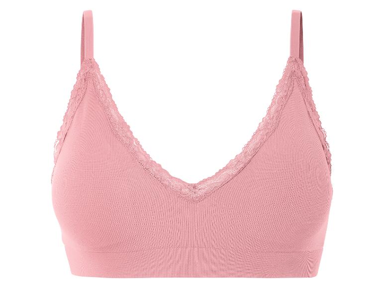 Een roze bralette met kant.