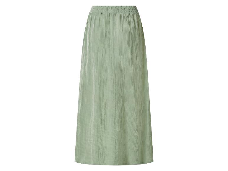 Lange lichtgroene maxirok met elastische taille en kreukeltextuur