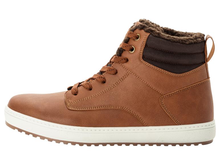 Bruine leren enkellaarsjes met witte zool