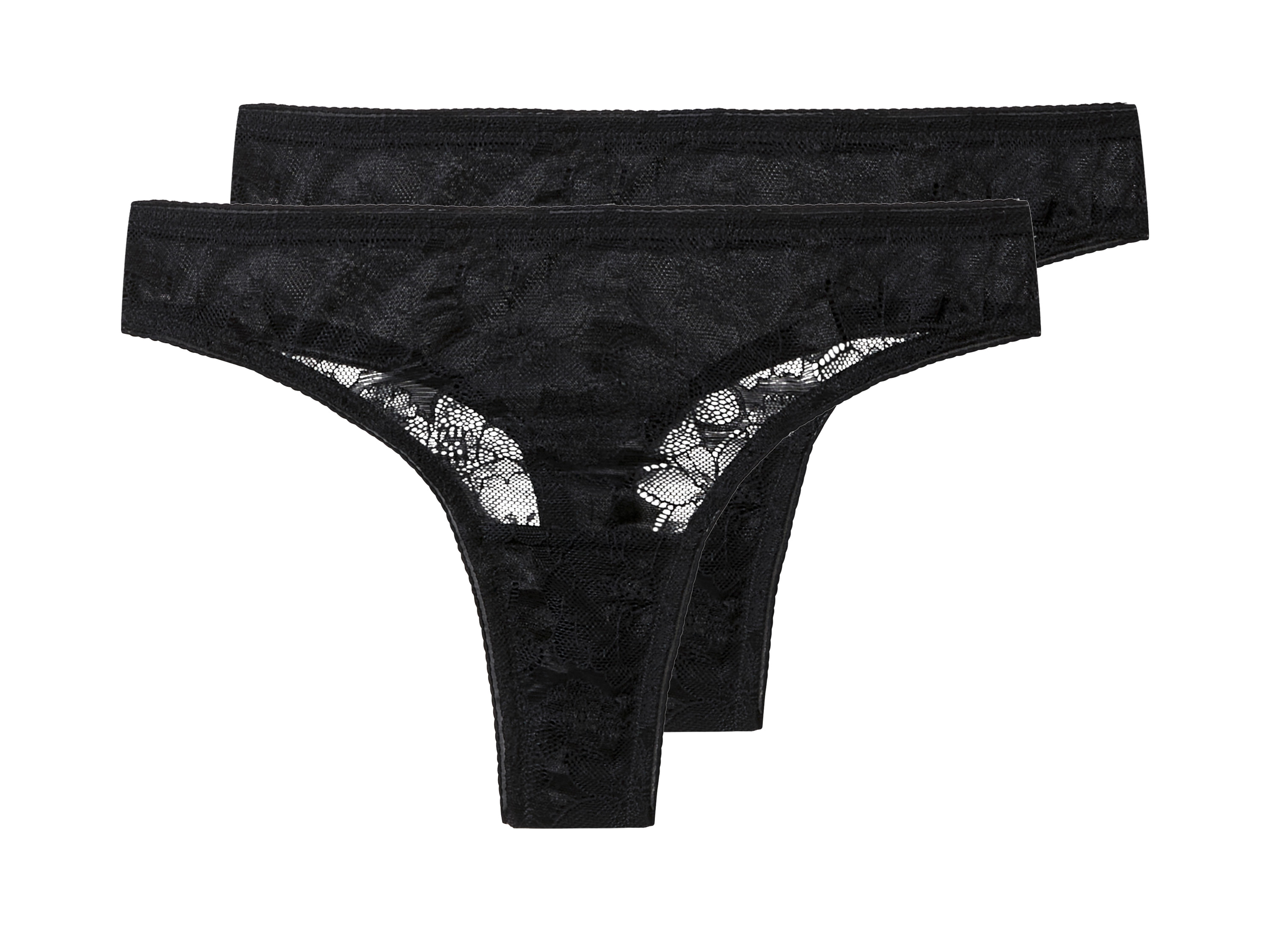 esmara Set van 2 dames strings (Zwart, S (36/38)) afbeelding