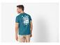 Donkerblauw heren t-shirt, surfstyle, print palmbomen en golven.
