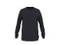Zwart Henley-shirt met lange mouwen en drie knopen bij de hals.