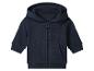 Donkerblauwe babyhoodie met rits en zakken