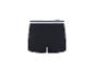Donkerblauwe boxershort met witte en grijze tailleband.