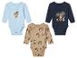 Drie baby rompers: beertjes, eikel en bos.