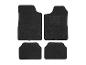 Een set van vier zwarte autovloermatten.