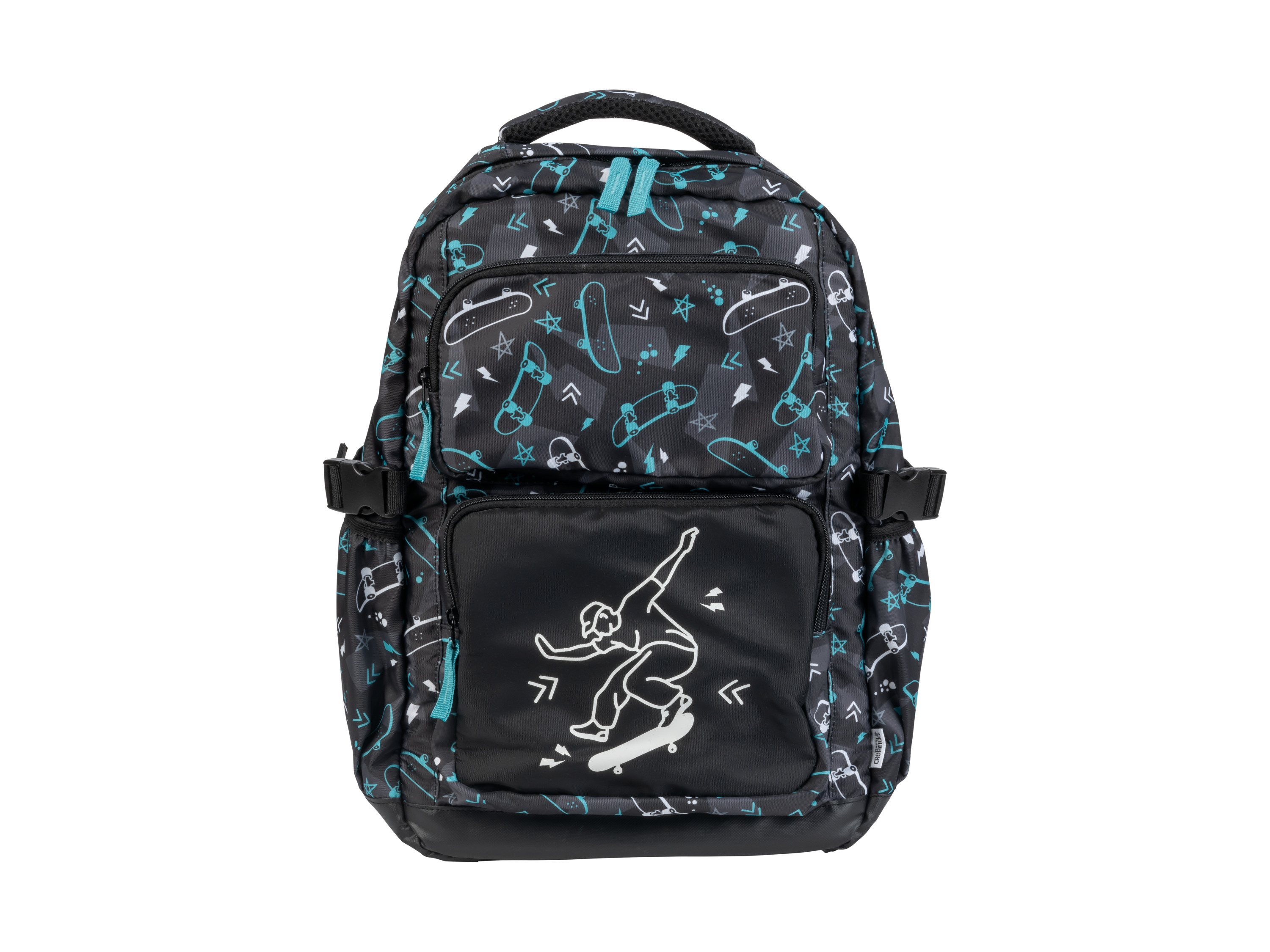 CRELANDO Kinder schooltas - ergonomische rugzak (Glow in the dark/zwart)