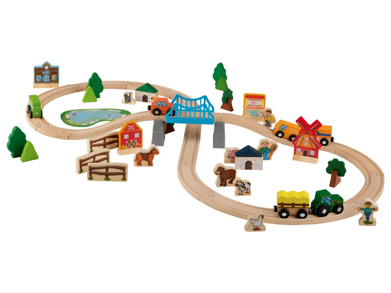 Ga naar volledige schermweergave: Playtive Houten treinbaanset stad of boerderij - afbeelding 3