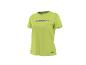 Limoengroen sportshirt voor dames met paars logo op de borst