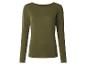 Olijfgroene top met lange mouwen en boothals