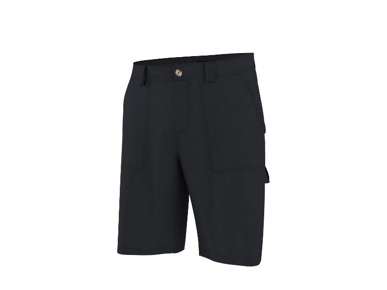 Zwarte werkshorts met zijzakken en een knoop.
