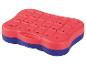 Rood en blauw raadspel met vraagtekenkleppen