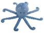 Blauwe pluche octopus met acht tentakels en een lachend gezicht