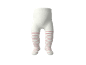 Crèmekleurige babypanty met roze strepen.