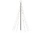 Verlichte kerstboom met ster als piek, met warmwitte LED-lampjes.
