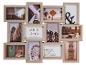 Beige multi-fotolijst voor 12 foto's, met inspirerende citaten en stadsgezichten.