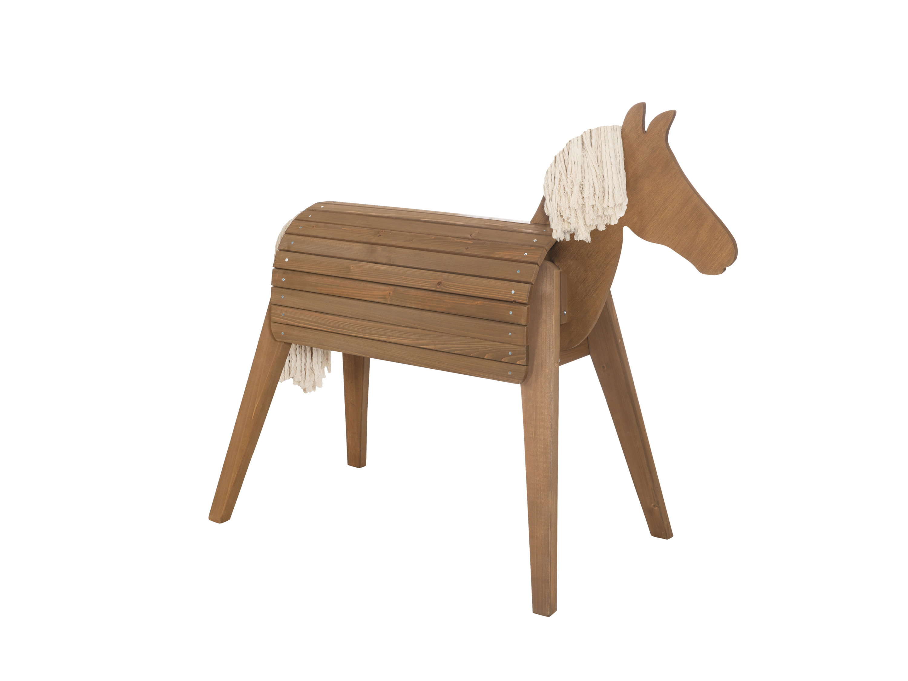 ROBA Houten speelpaard voor buiten (groot (64x151x123 cm), Teak)