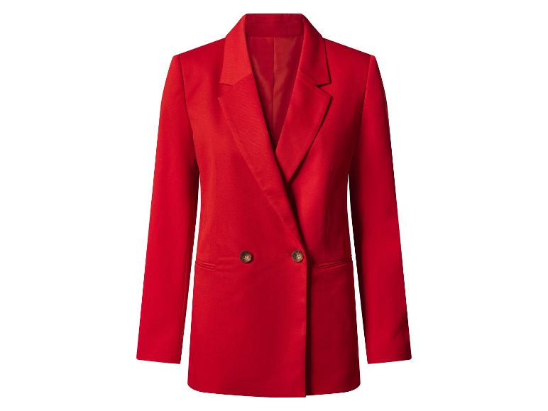 Rode dubbelknoops blazer met houten knopen.