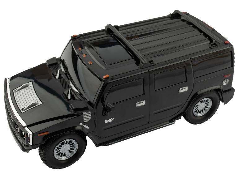 Een zwart Hummer H2 speelgoedautootje.