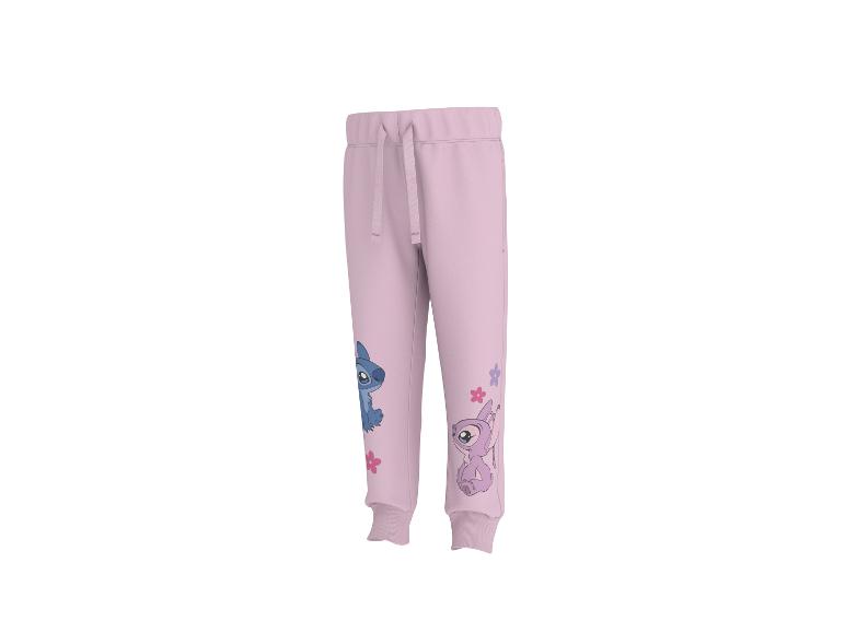 Roze kinderjoggingbroek met Stitch en Angel print