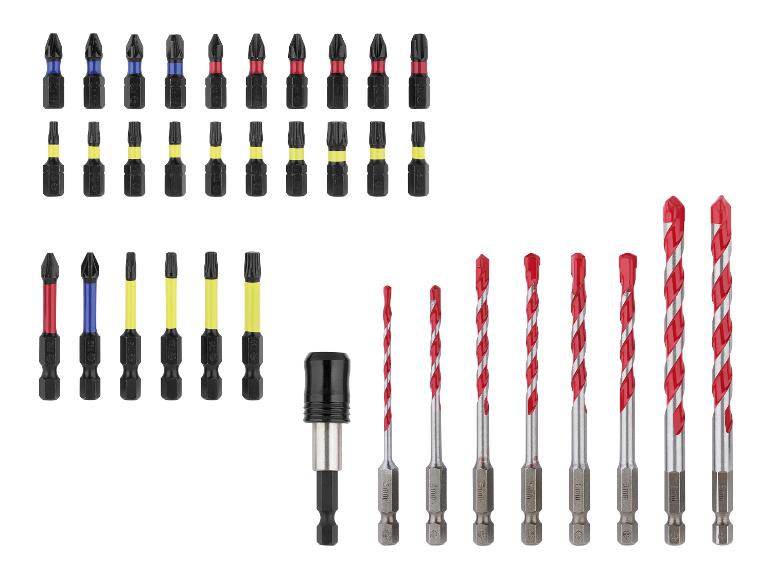 Set schroefbits en betonboren met magnetische houder.