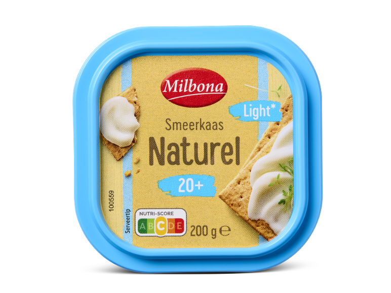 Milbona Smeerkaas Naturel 20+ Light, 200g