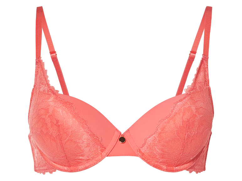 Koraalrode kanten bh.