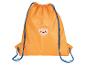 Oranje gymsack met leeuw print voor kinderen.