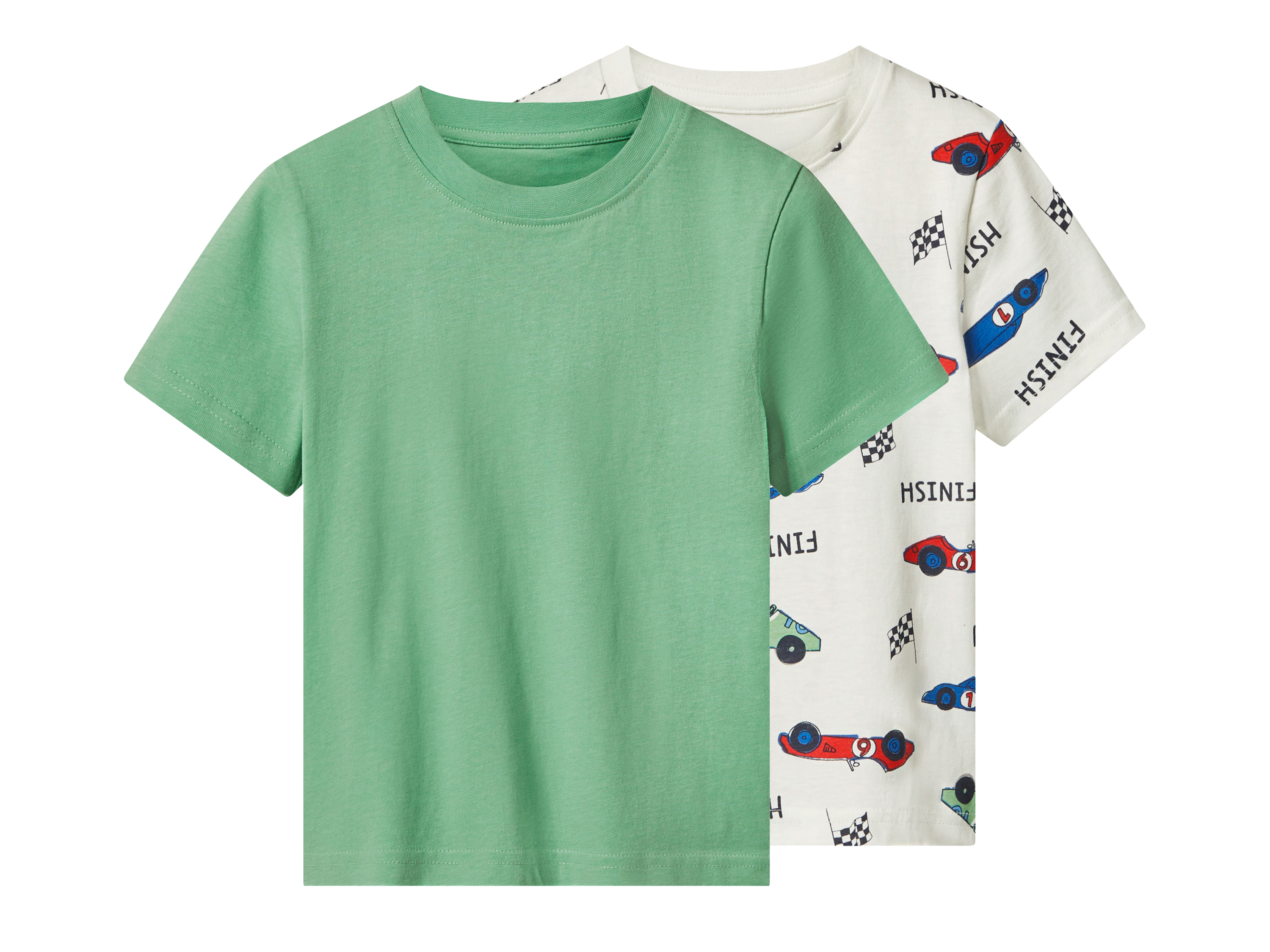 lupilu Set van 2 kinder T-shirts (Groen/wit, 110/116)