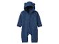 Blauwe baby romper met capuchon en berenoren.