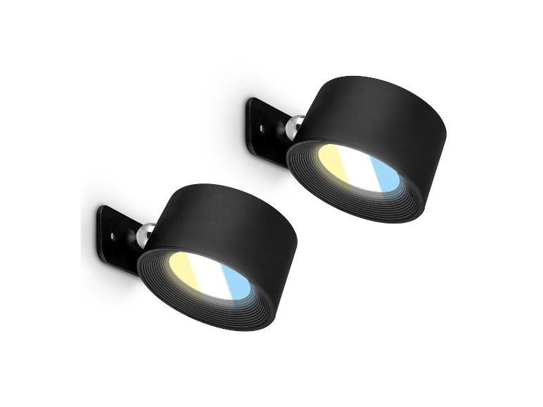 Twee zwarte wandspots met warm en koud licht