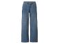 Blauwe wide-leg jeans met hoge taille en voorzakken.