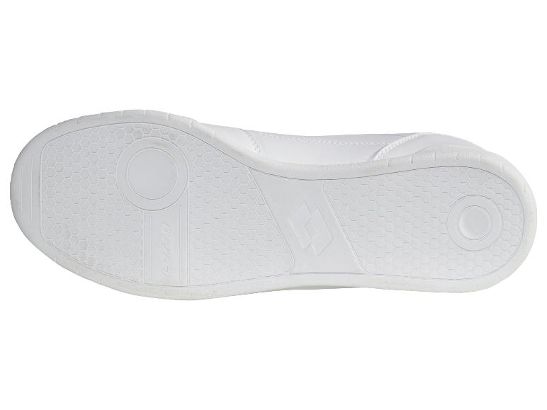 Witte zool van een sportschoen met een zeshoekig patroon en ronde details.