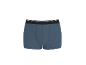Blauwe herenboxershort met zwarte tailleband en witte strepen.