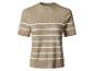 Beige gestreept dames t-shirt met korte mouwen.