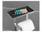 Moderne toiletrolhouder van roestvrij staal met geïntegreerde telefoonhouder.
