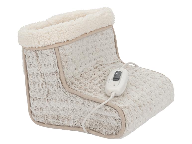 Elektrische beige pluche voetwarmer met afstandsbediening