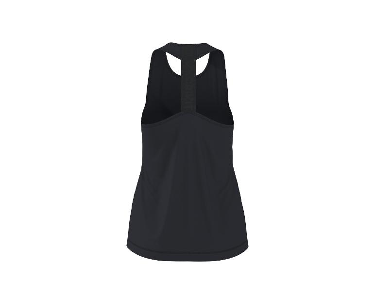Zwart sporttopje voor dames, achteraanzicht