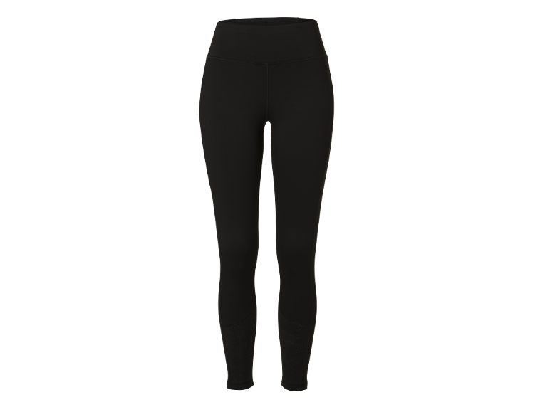 Zwarte sportlegging voor dames met getextureerde panelen op het onderbeen