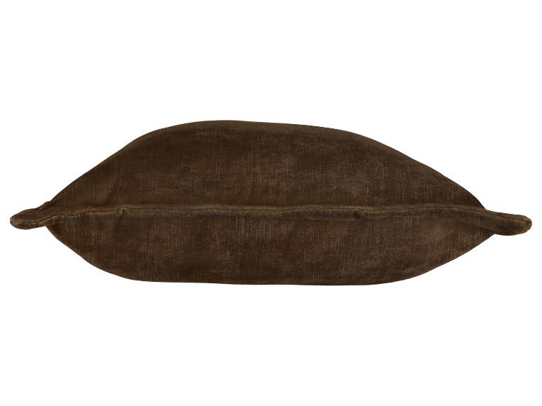 Bruin decoratief kussen gemaakt van getextureerde stof.