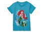 Een blauwe T-shirt met een afbeelding van Ariel van Disney's The Little Mermaid.