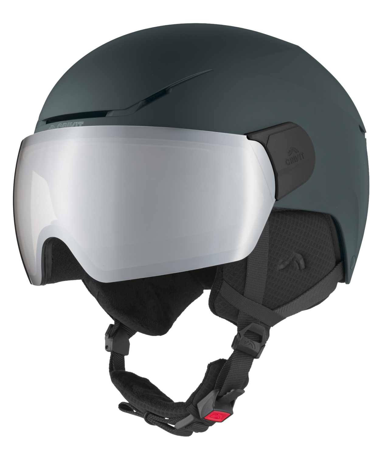CRIVIT Skihelm met meekleurend vizier, Premium (M/L, Donkergrijs)