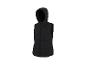 Zwarte gewatteerde bodywarmer met capuchon