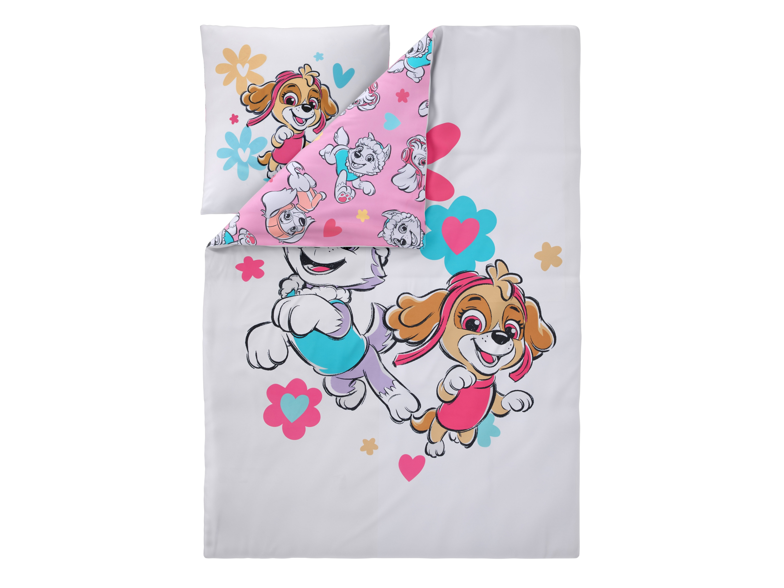 Kinder dekbedovertrek Paw Patrol 140 x 200 cm (Wit/lichtroze)